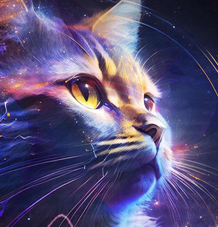 Illustrated cosmic cat avatar for Mark Vera